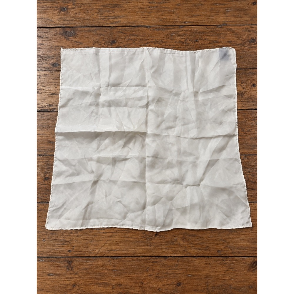 VTG White 100% Silk Pocket Square Scarf Sheer Bandana Coquette Old Money Luxury